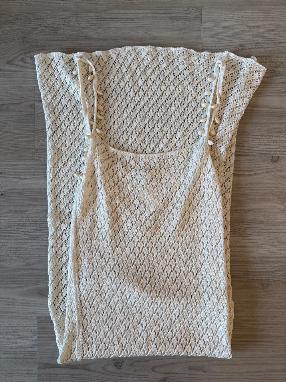 Pitusa Cream Crochet Pukka Shell Swim Cover-Up Dress